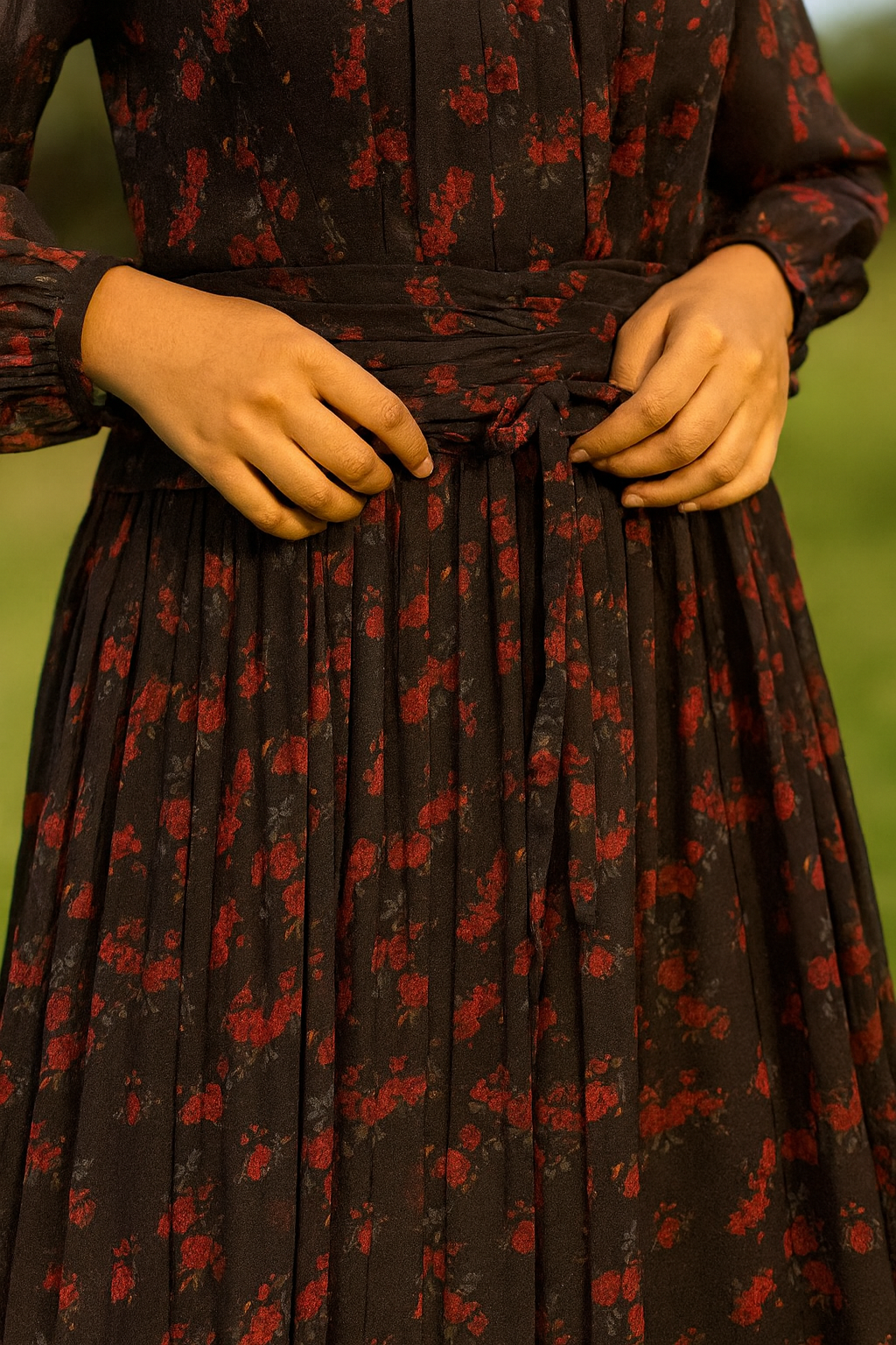 Western Style Black Floral Long Dress | Limited Stock